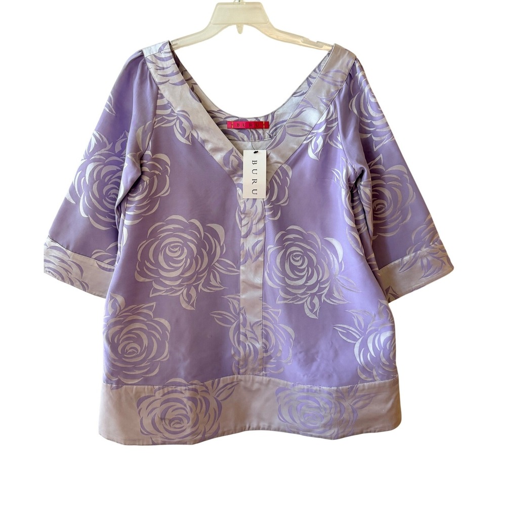 NWT $298 BURU Lilac Pastel Floral Resort Spring Luxury Chic Kaftan Size XL